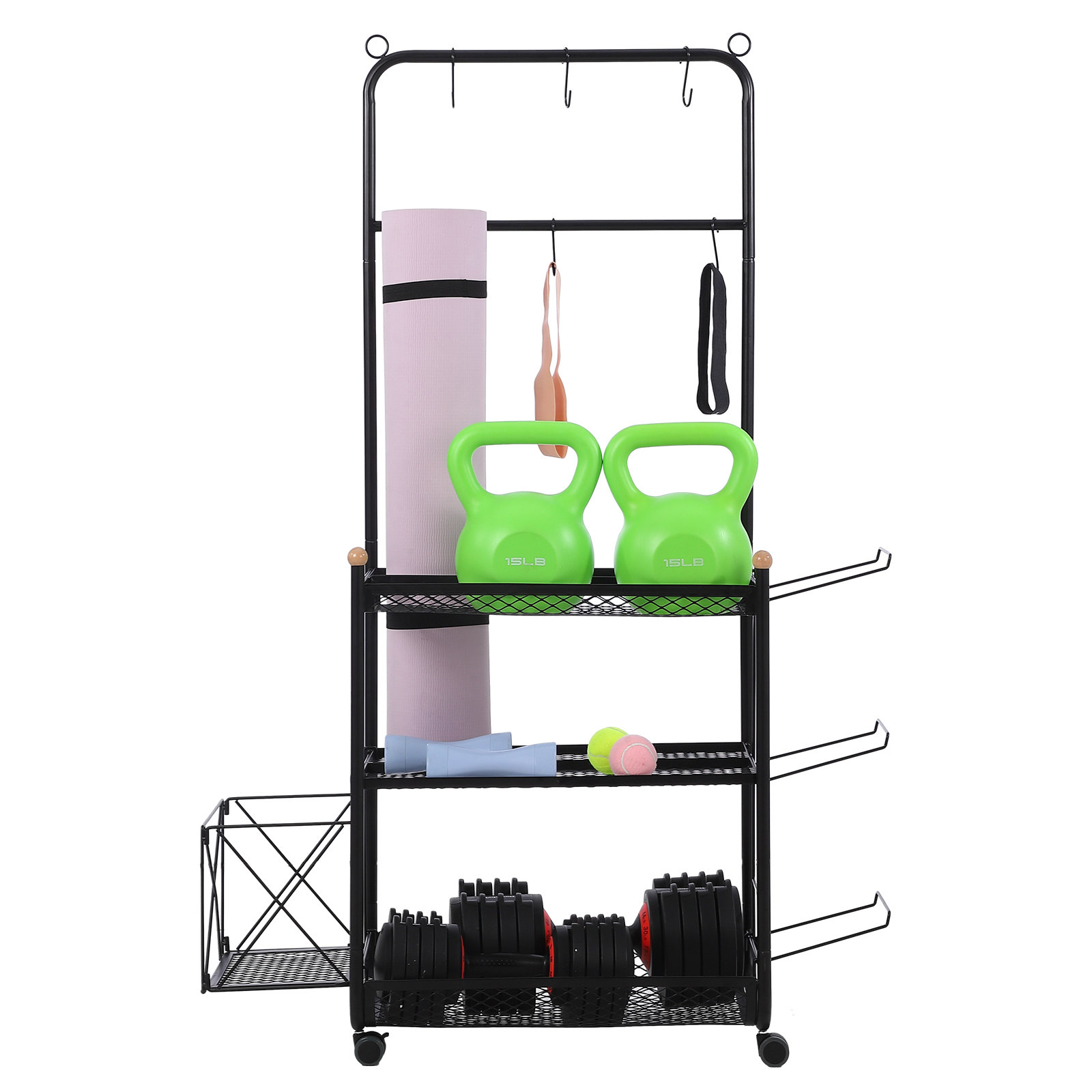 Rebrilliant 3 Tier Yoga Mat Storage Rack With Ball Cage - Wayfair Canada