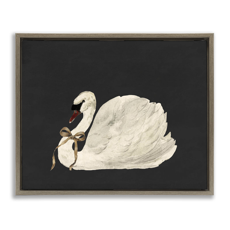 Cygne festif avec cadre flottant à ruban, design par lettré et doublé, Cadre flottant orme Montalcino, H 25 po x l 31 po