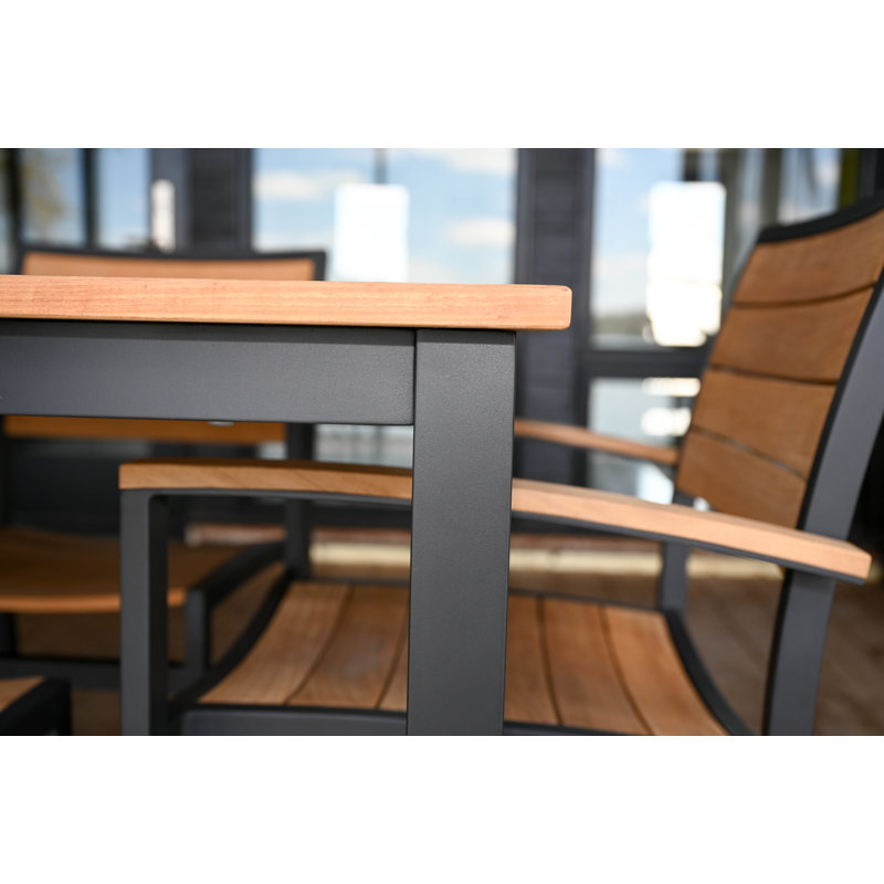 SoHo Teak Aluminum Outdoor Stacking Armchair, Black