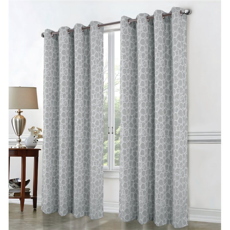 Rideau de fenêtre en jacquard Jasper Lurex, Argent argent, L 36 po x L 84 po