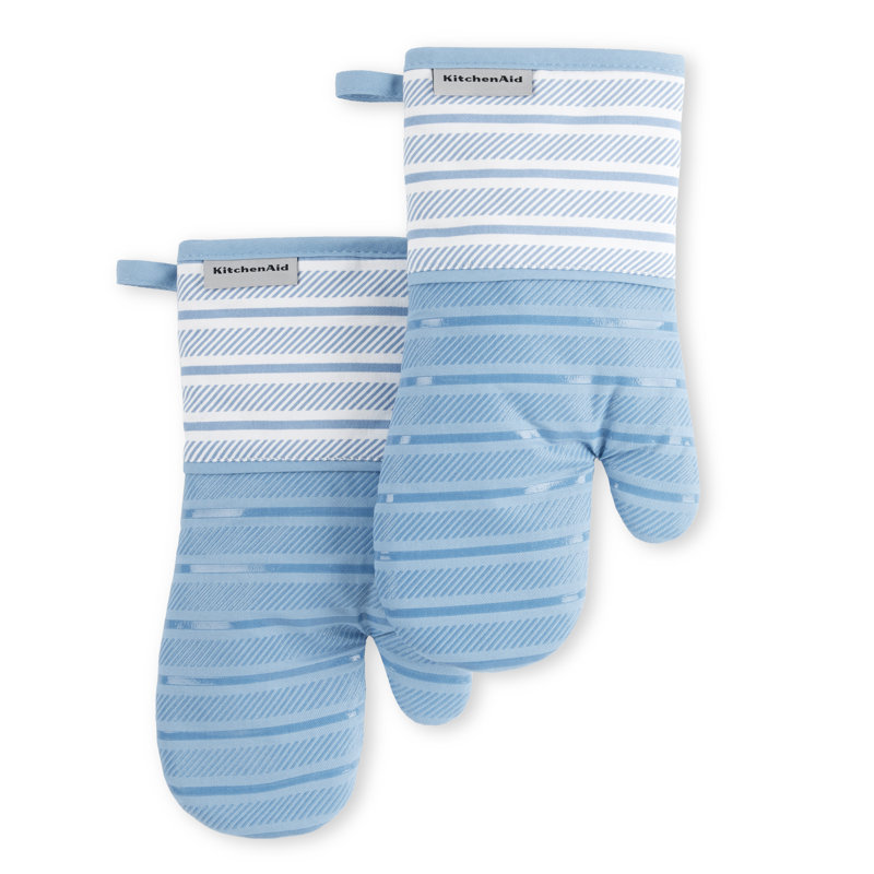KitchenAid Albany Oven Mitt 2-Pack Set, Blue Velvet