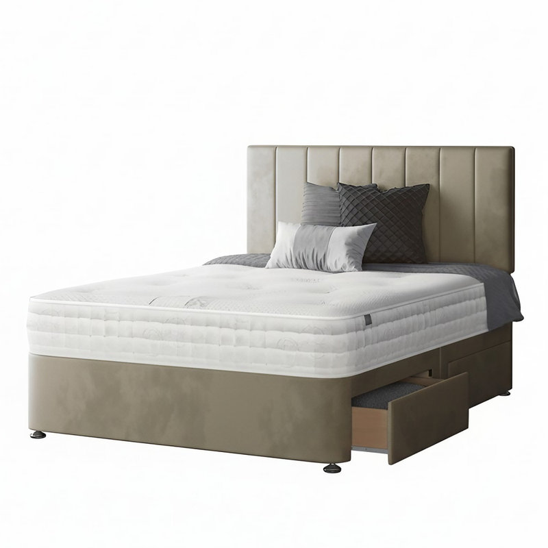 Ohioville Divan Bed Base, Coffee, Small Double (4'), 2 Foot-end Drawers