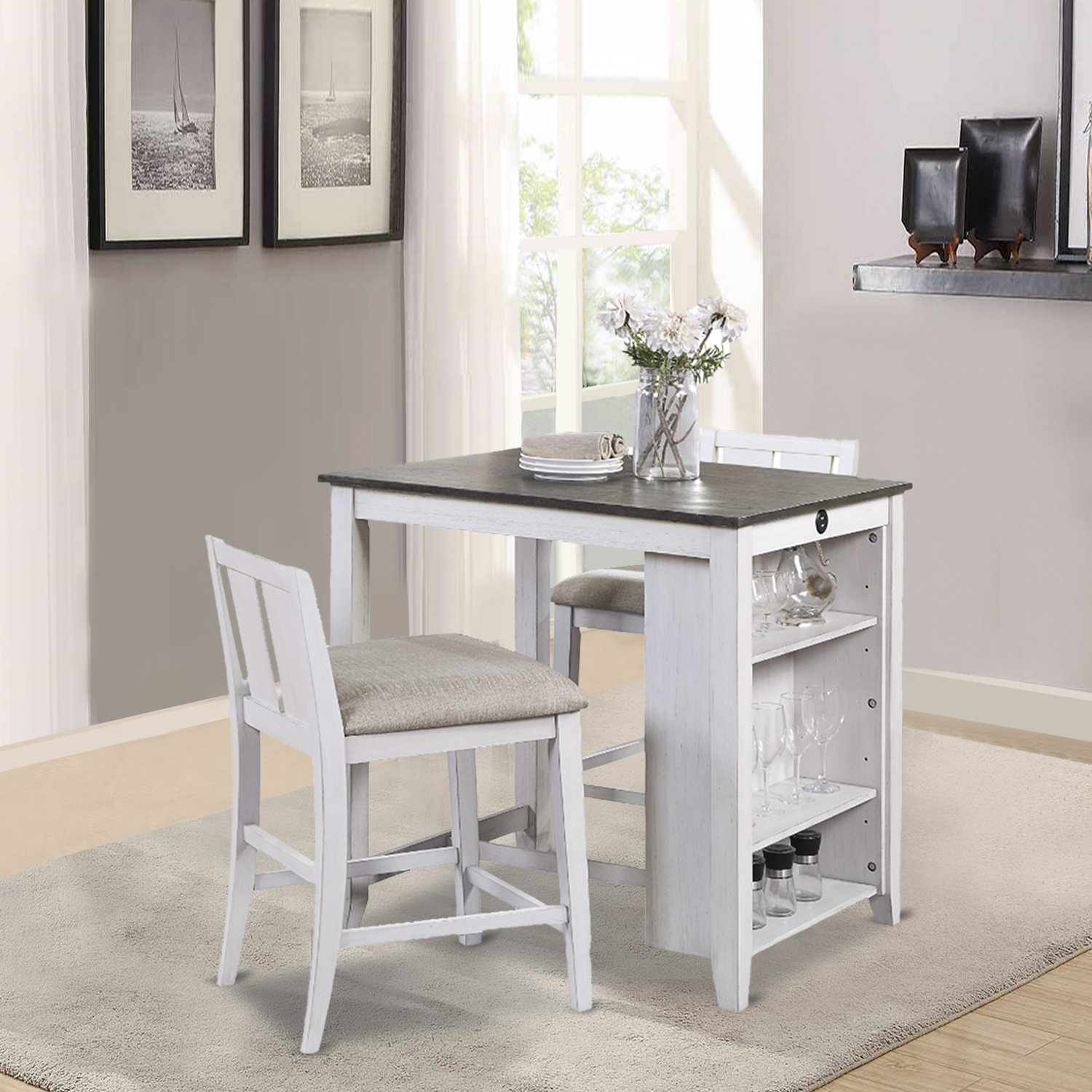 3 pc counter discount height dining set