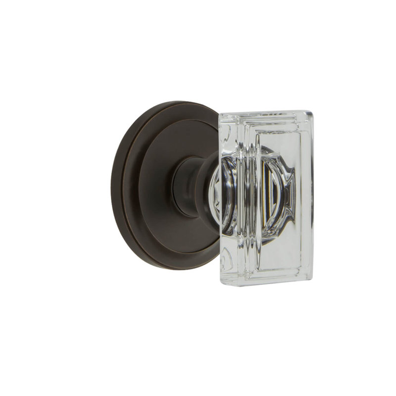 Grandeur Circulaire Rosette With Carré Crystal Knob, Timeless Bronze