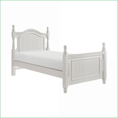 Twin Size Wood Platform Bed Frame - White Traditional Style, No Box Spring Needed for Bedroom