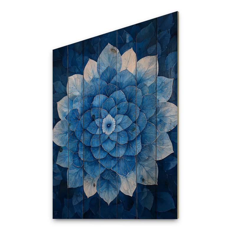 Bleu et blanc hydrangées kaléidoscope hydrangées - décoration murale bois d'hortensia - sur bois de pin naturel