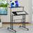 Adjustable Rolling Computer Desk Mobile Tiltable Laptop Tray with Shelf-1637158812