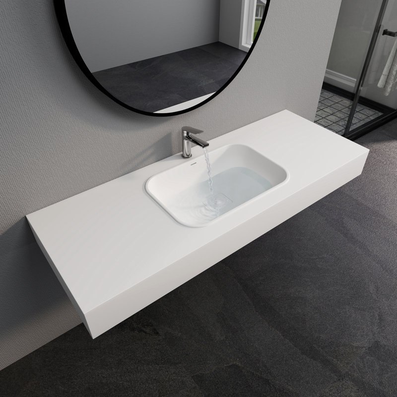 59" Wall Mounted Solid Surface Bathroom Sink Wall-mounted Sink