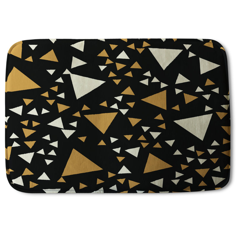 Akelah Non-Slip Bath Rug, Black/Orange Geometric 1