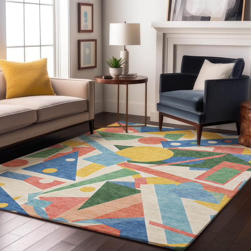Premium Machine Washable Mehara AMF1693 Geometric Rug, Rectangle 3' x 5'