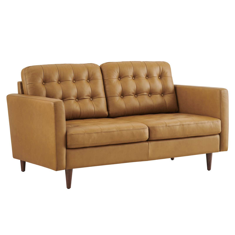 Modway Exalt Tufted Leather Loveseat, Tan