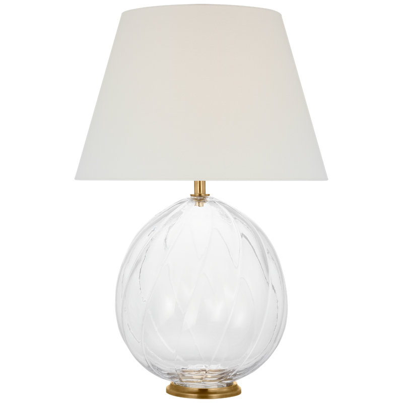 Talia Medium Cordless Table Lamp in Clear Glass with Linen Shade