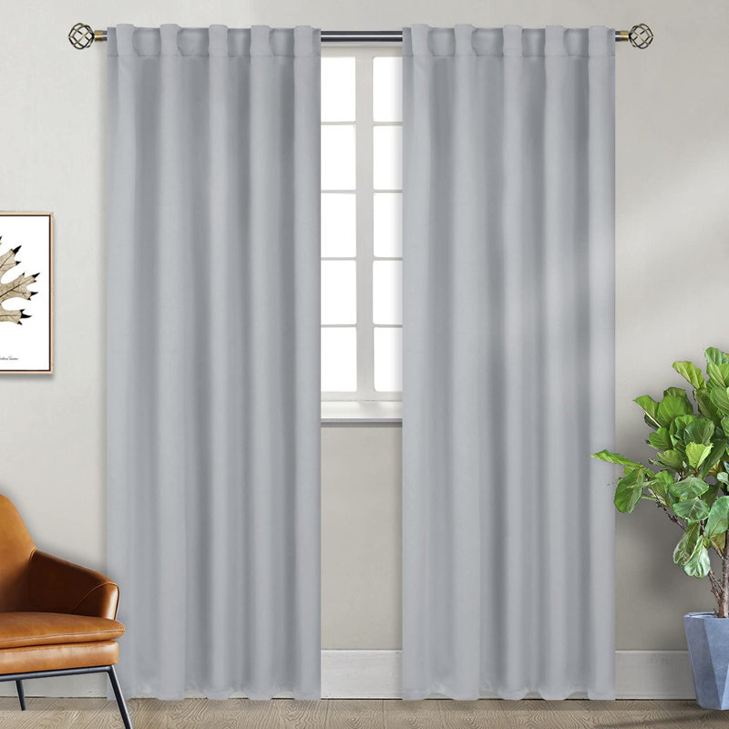 Paire de rideaux obscurcissant avec pattes de couleur unie, L 52 po x L 63 po, Marble White