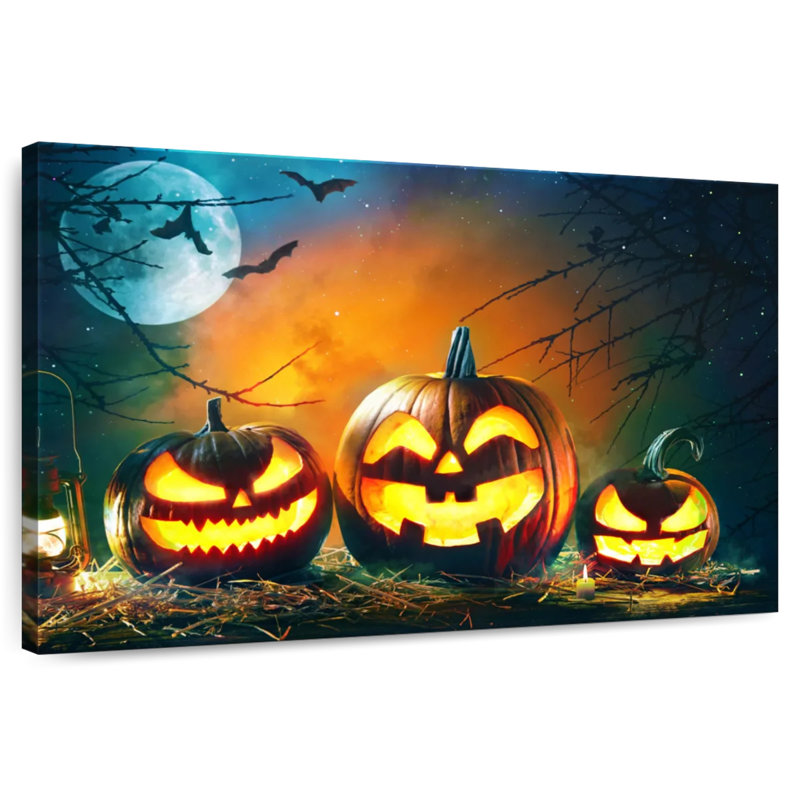 Citrouilles d'Halloween souriant, H 8 po x l 12 po