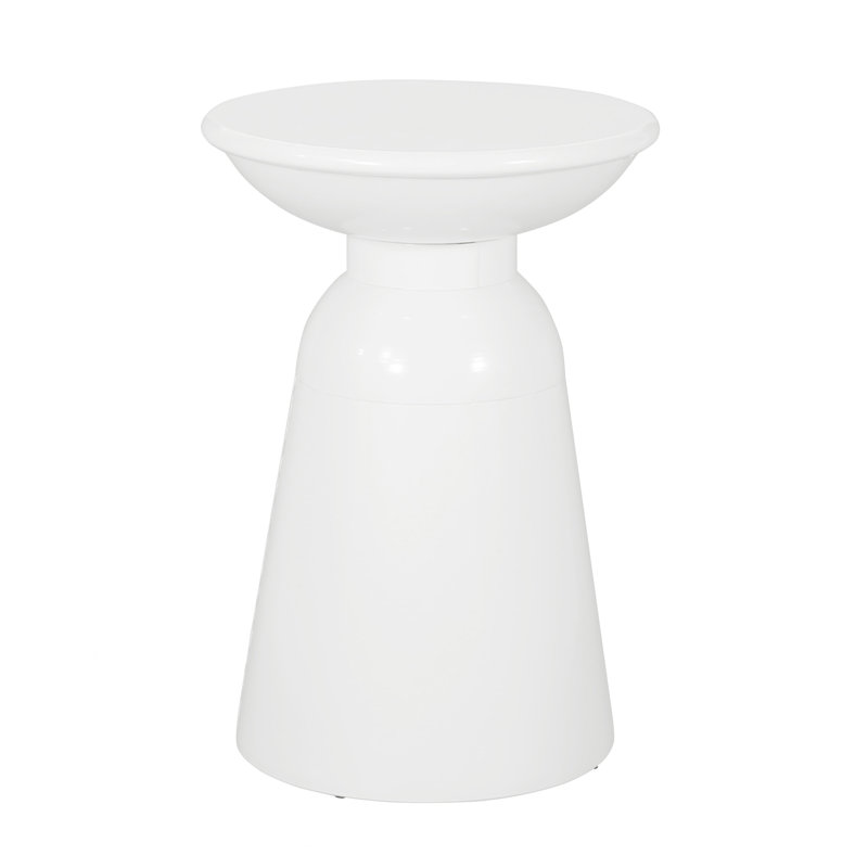 Outdoor Metal End Table Large, White