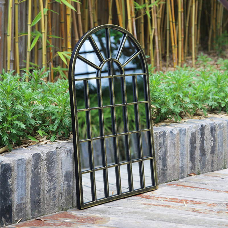 Milano Metal Arch Wall Mirror,  Black/Gold, 60cm H x 36cm W