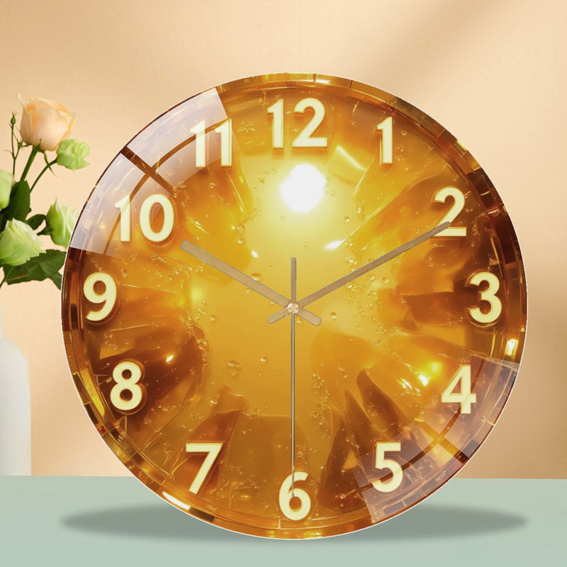 Horloge murale en verre Cracked Golden