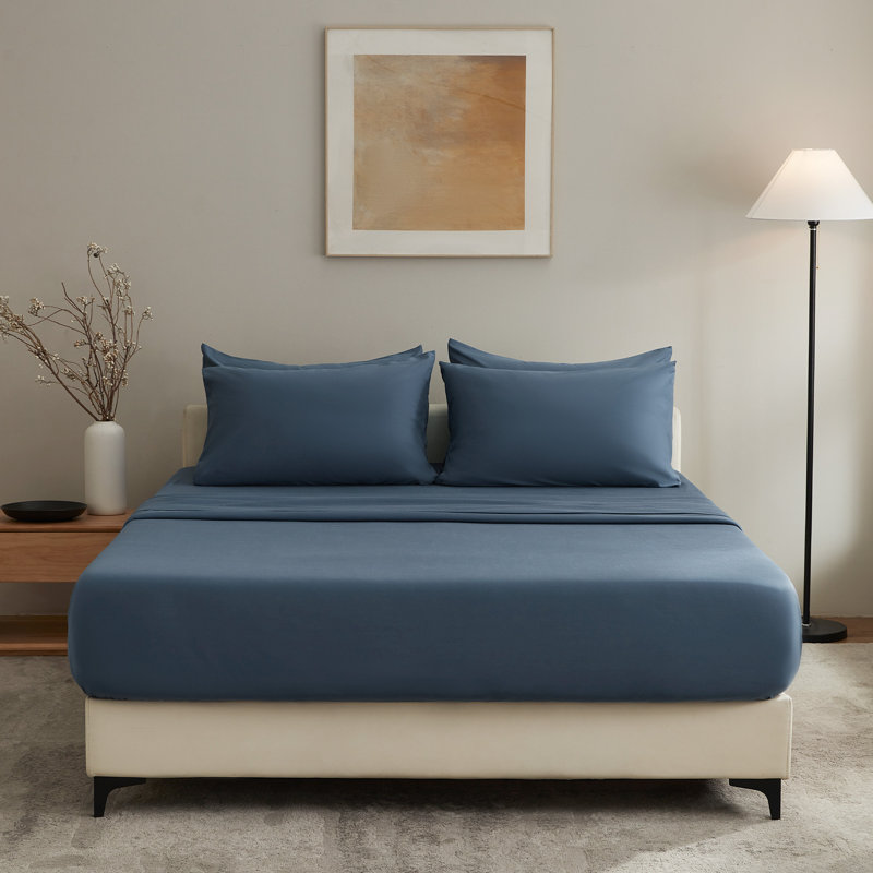 Ensemble de draps 100% coton jersey, Grand lit, Minuit minuit