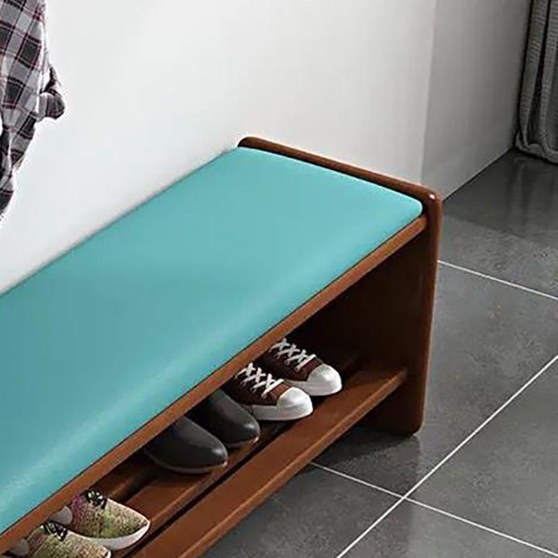 Banc de rangement pour tabouret 35,4 po, Bleu / noyer foncé