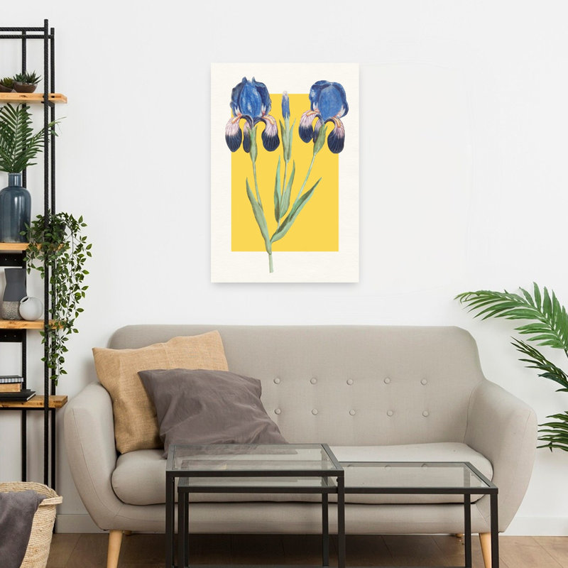 «Blue Iris» botanique classique délicat vibrant violet fleur nature, H 24 po x l 16 po