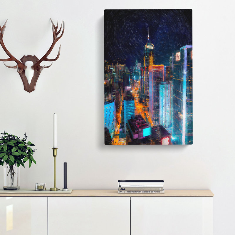 Midnight Dreams In Hong Kong - Wrapped Canvas Painting, 60cm H x 40cm W x 3cm D