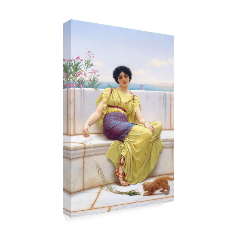 «People Idlness On Canvas» par John William Godward, reproduction, H 32 po x l 22 po x P 2 po