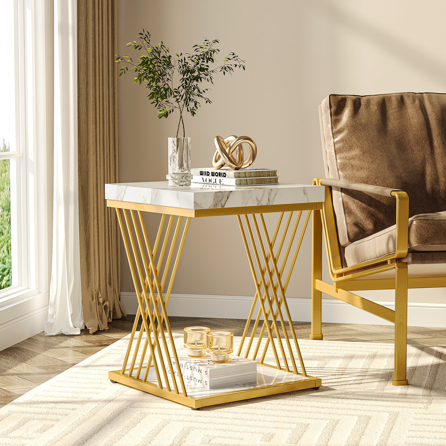Mercer41 Ellenie 25.6'' Tall Square End Table Side Table Mercer41 Ellenie 25.6'' Tall Square End Table Side Table