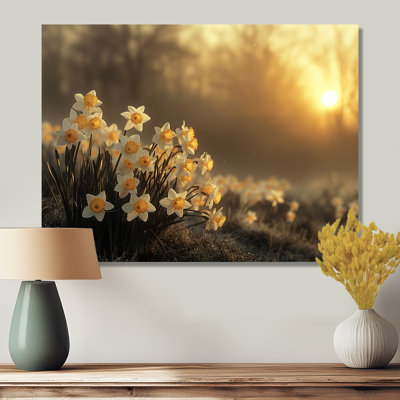 Beige jaune été Golden Hour Daffodils - jonquilles, impression d'art mural