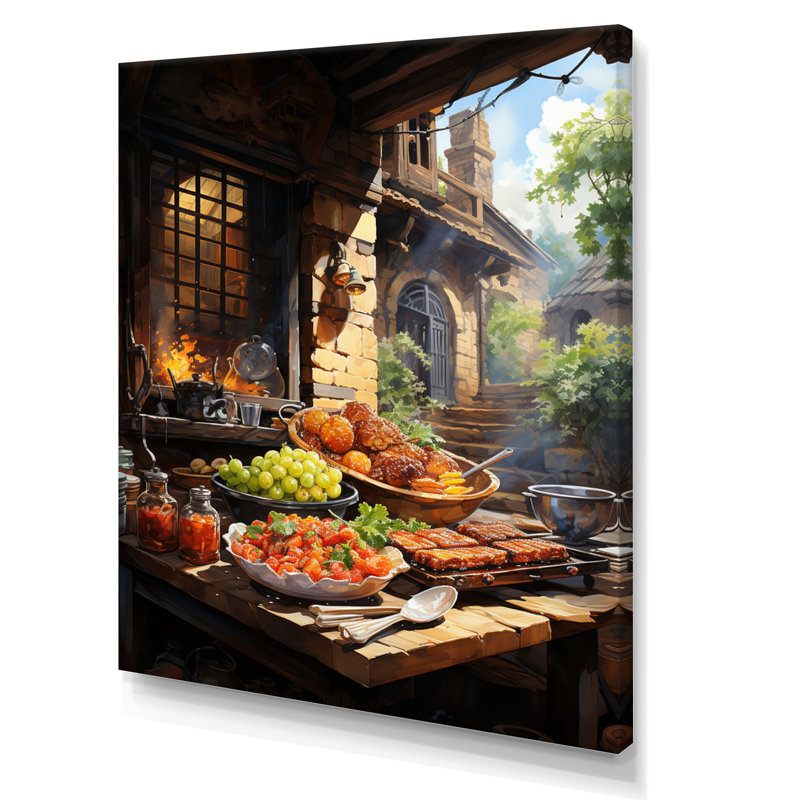 Shergil Food Barbecue A Lived I, reproduction d'art sur toile, H 40 po x l 30 po x P 1,5 po, Toile tendue