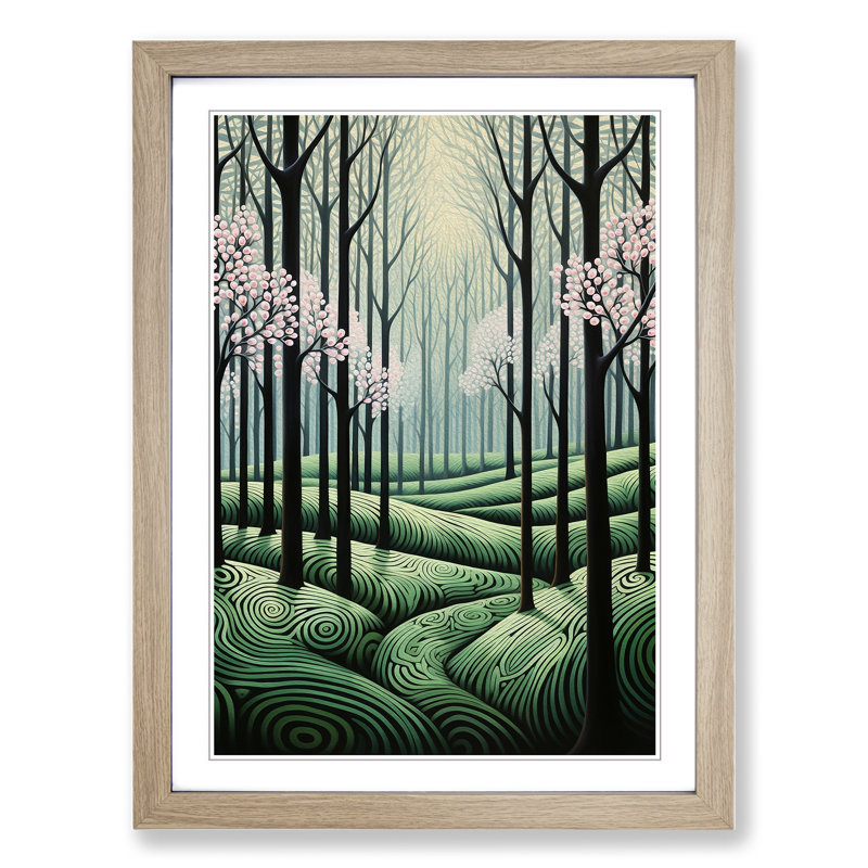 Spring Forest Op Art - Framed Print, Oak, 34cm H x 25cm W x 2cm D