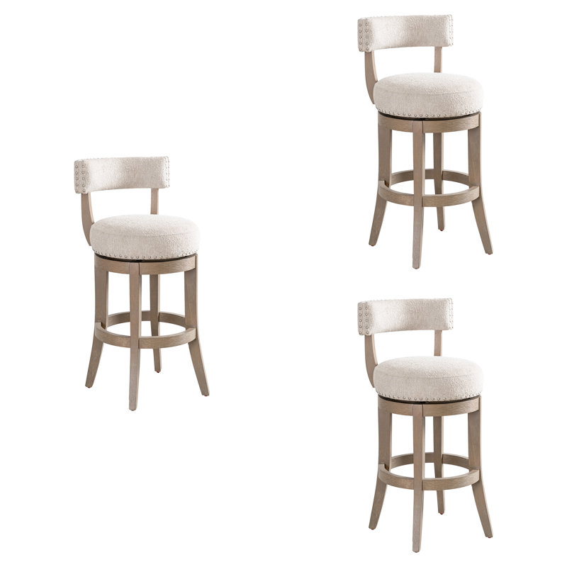 Tabouret de bar pivotant Granby, Bois délavé, 3, Tabouret de bar (siège d'une hauteur de 30 po)