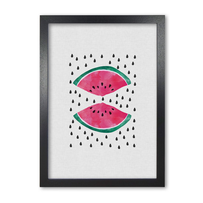 Watermelon Slices - Print, 42 cm H x 30 cm W x 5 cm D, Black Grain Frame
