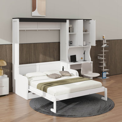 Lit escamotable double avec canapé, bureau et armoire