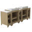 Meuble-lavabo autoportant double vasque de 213 cm (84 po) avec comptoir blanc, panneau à recouvrement, système combinable, rails, installation facile, style minimaliste moderne.