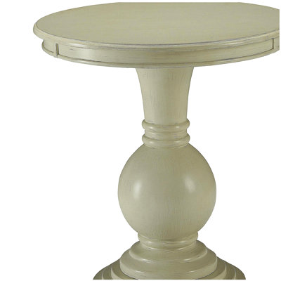 Antique White Accent Table with Pedestal Base