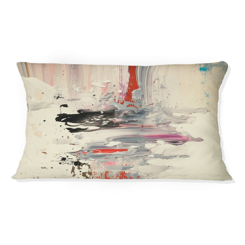 "Dancing Alone Minimal", peinture abstraite III - Coussin décoratif avec peinture abstraite