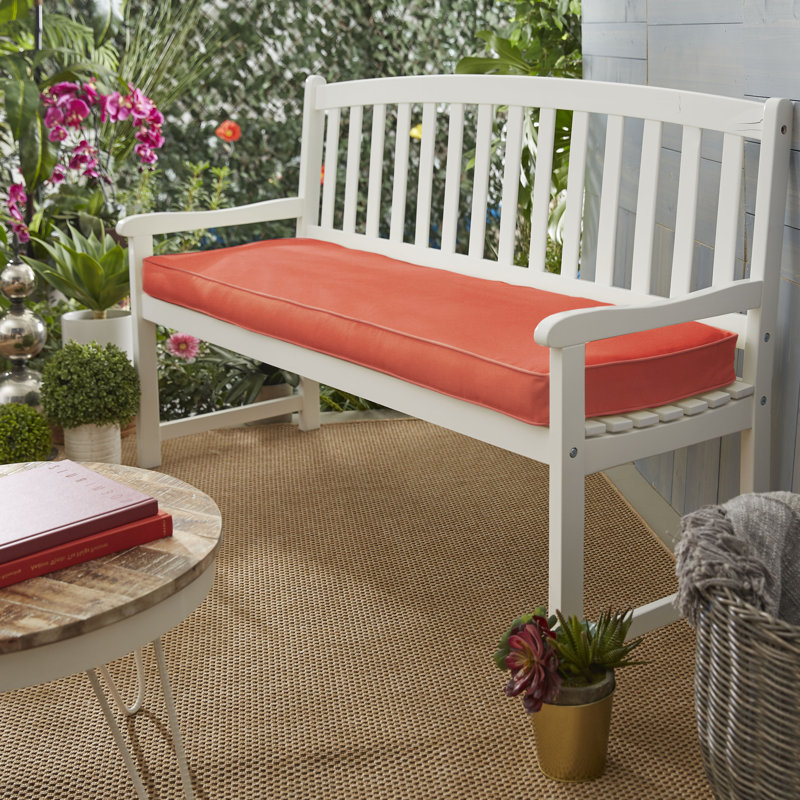 Sunbrella Outdoor 3'' Bench Cushion, 2" H x 57" W x 17" D, Coral Polyester