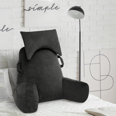 Comfy Reading Pillow With Head Rest,Backrest Pillow With Arms & Pockets