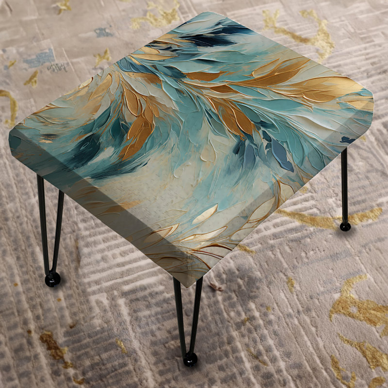 Gold And Blue Frosty Drift Experience - Marble Rectangle Ottoman