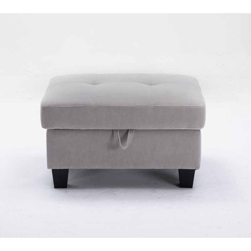 31" Wide Tufted Rectangle Standard Ottoman, Light Gray