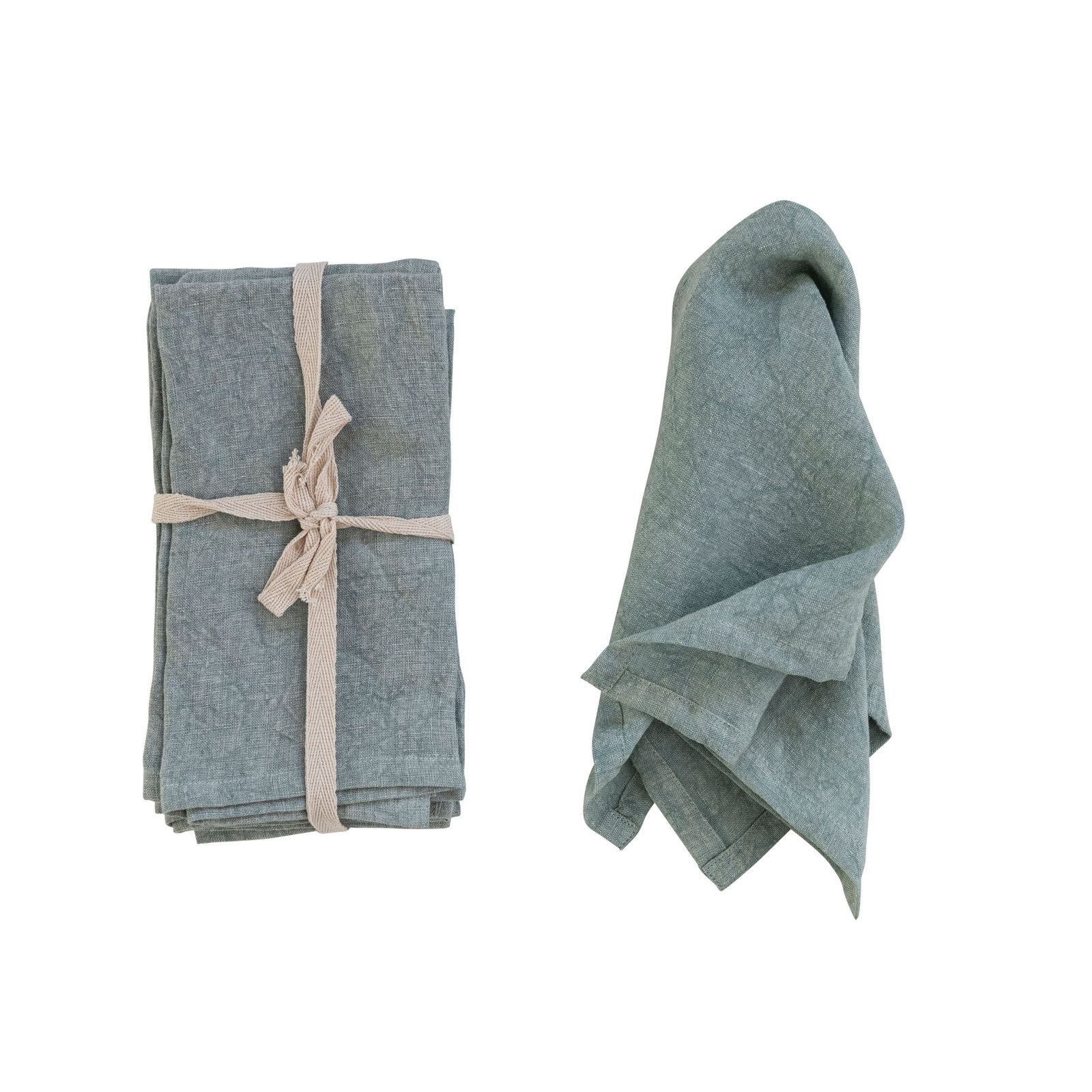 Vernon Stonewashed Linen Napkin, 18" x 18", Mint