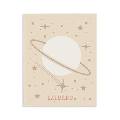 Minimal Saturn with Stars Wall Plaque, design by Daniela Santiago
