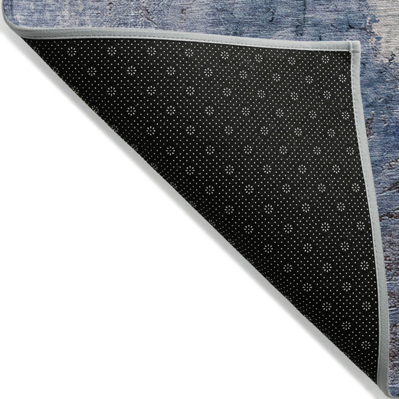 Tapis extérieur lavable abstrait bleu marine et gris 3 pi x 5 pi