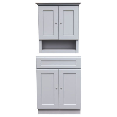 24" Shaker Gray Vanity with Matching Wall Cabinet