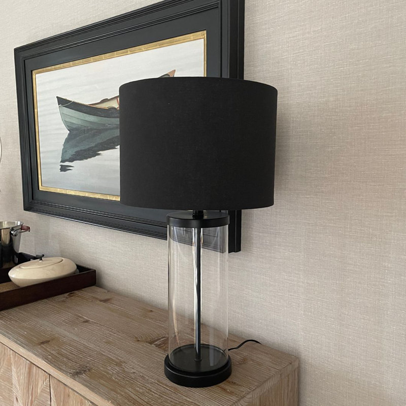 Glass Desk Lamp, Black, Black