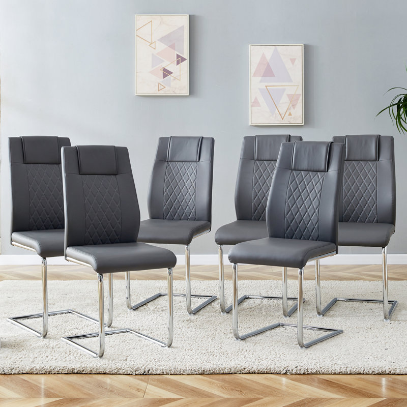 Chaises de salle à manger Kimara, Gris, Argent