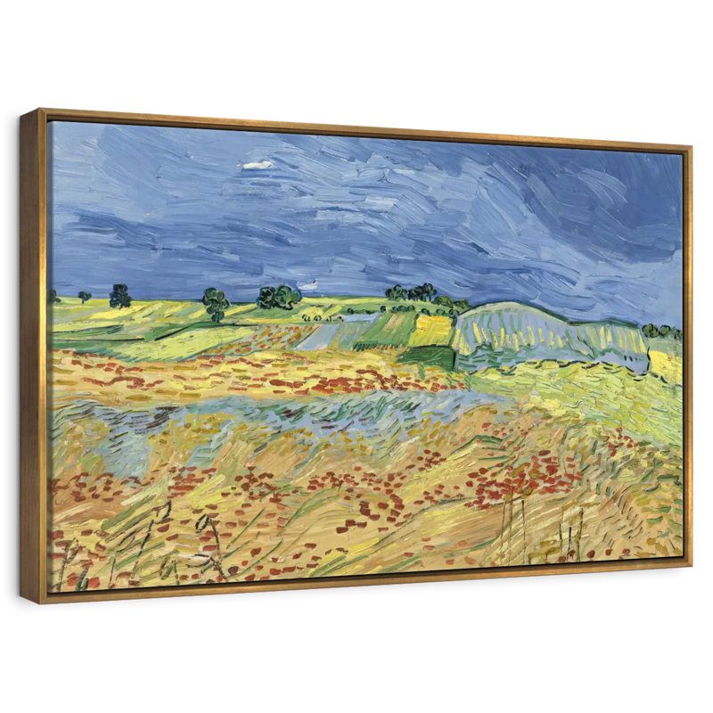 Les champs, Cadre flottant doré, 13 po x 9 po