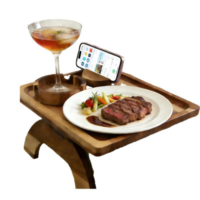 Table-plateau pivotante à 360 ° en bois d'acacia