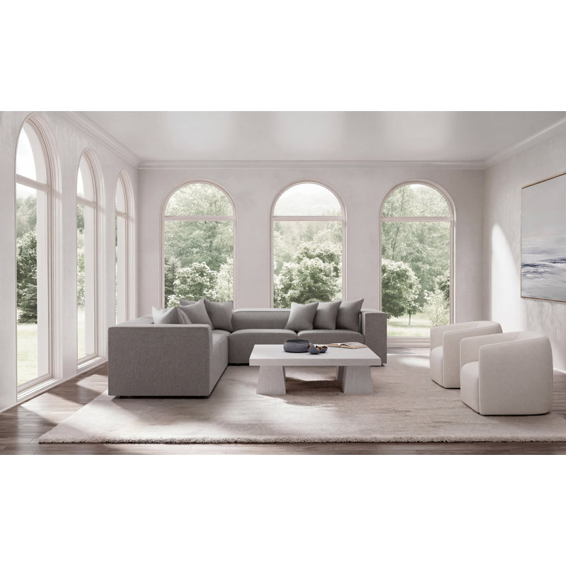Bernhardt Bliss 3-Piece Fabric Sectional, 28" H x 123.5" W x 123.5" D, Gray Polyester