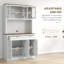 Armoire de rangement pour garde-manger de 71 po de hauteur avec support pour micro-ondes, buffet autoportant avec huche, 2 tiroirs, 5 portes, tablettes réglables et portes en verre pour la cuisine, la salle à manger, HOMcom